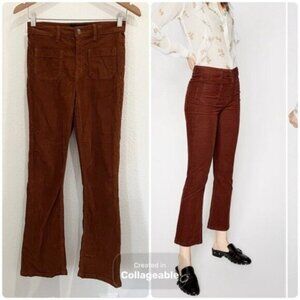 The Kooples Corduroy Kick Flare Jeans Rust Designer Boho Contemporary Mod